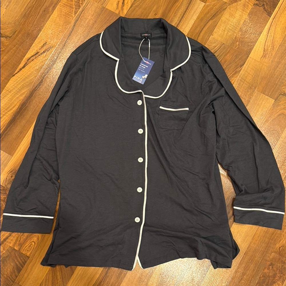 Cosabella charcoal button‎ up sleep top women 1x
